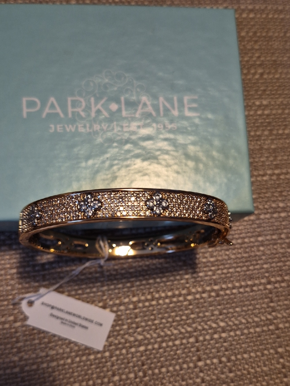 Park Lane Gold Crystal Pave Floral Bangle Bracelet